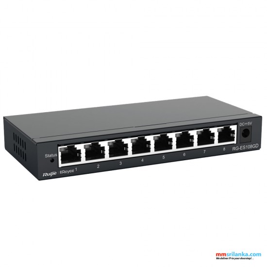 RUIJIE RG-ES108GD, 8-port 10/100/1000Mbps Unmanaged Non-PoE Switch (3Y)